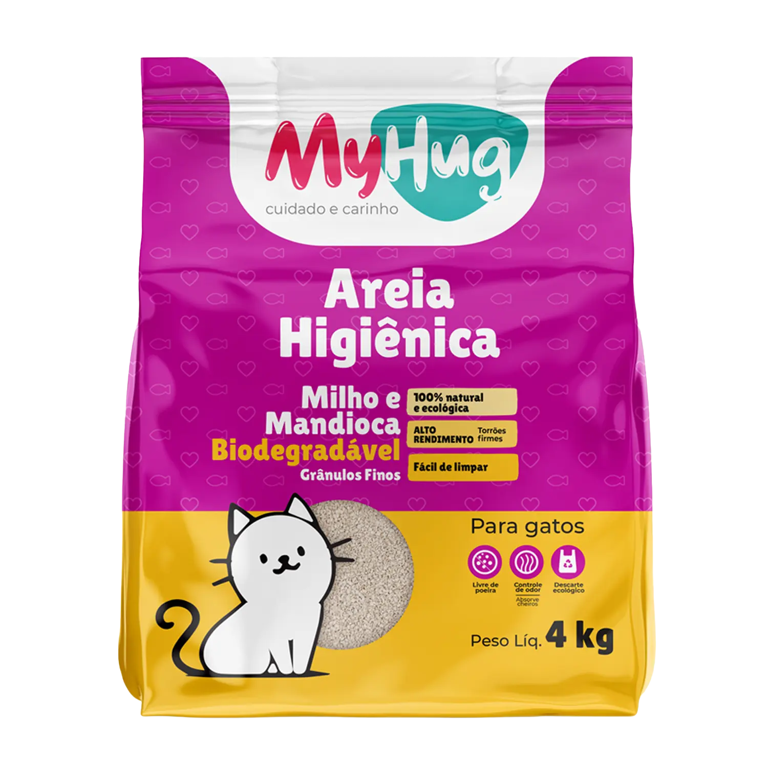 Areia biodegradável para gatos